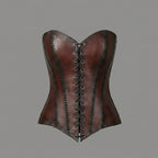 Women's Brown Genuine Leather Corset Top
