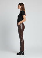 Women’s Brown High-Waist Genuine Leather Pants