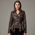 Women’s Brown Leather Biker Jacket