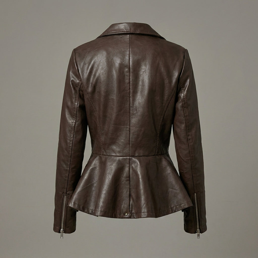 Women’s Brown Leather Biker Jacket