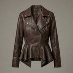 Women’s Brown Leather Biker Jacket