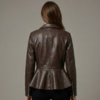 Women’s Brown Leather Biker Jacket