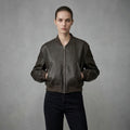 Women’s Brown Leather Bomber Jacket