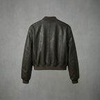 Women’s Brown Leather Bomber Jacket