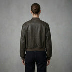 Women’s Brown Leather Bomber Jacket