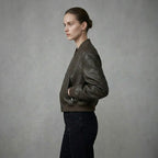 Women’s Brown Leather Bomber Jacket