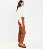 Women’s Brown Loft Faux Leather Pleated Tapered Pants