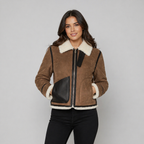 Women’s Brown Shearling Aviator Bomber Jacket