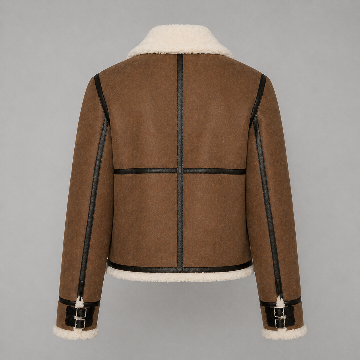 Women’s Brown Shearling Aviator Bomber Jacket