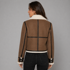 Women’s Brown Shearling Aviator Bomber Jacket