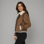 Women’s Brown Shearling Aviator Bomber Jacket