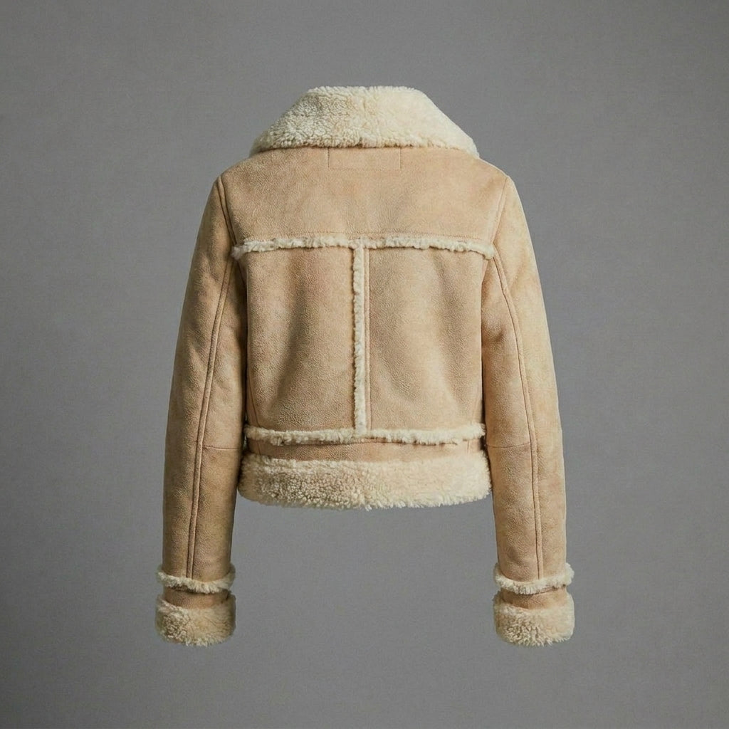 Women’s Brown Shearling Aviator Leather Jacket