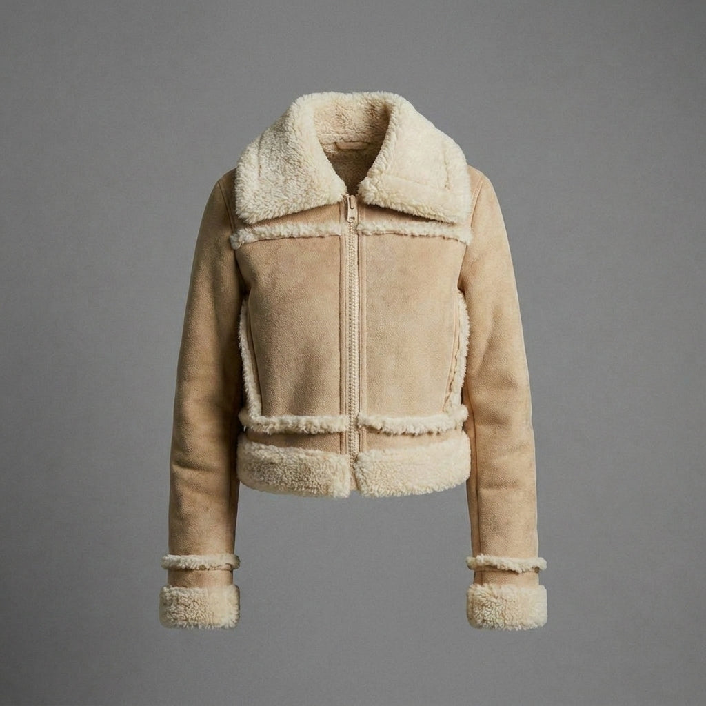 Women’s Brown Shearling Aviator Leather Jacket
