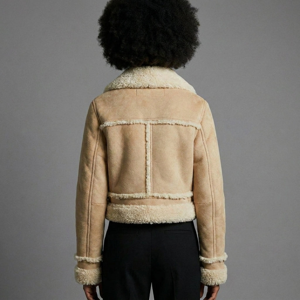 Women’s Brown Shearling Aviator Leather Jacket