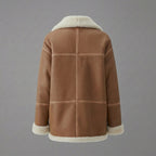 Women’s Brown Sheepskin Aviator Shearling Jacket Coat