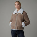 Women’s Brown Sheepskin Shearling Aviator Jacket