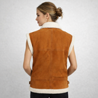Women's Brown Suede Shearling Leather Vest