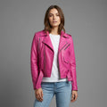 Women’s Chic Pink Leather Jacket
