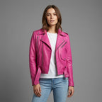 Women’s Chic Pink Leather Jacket