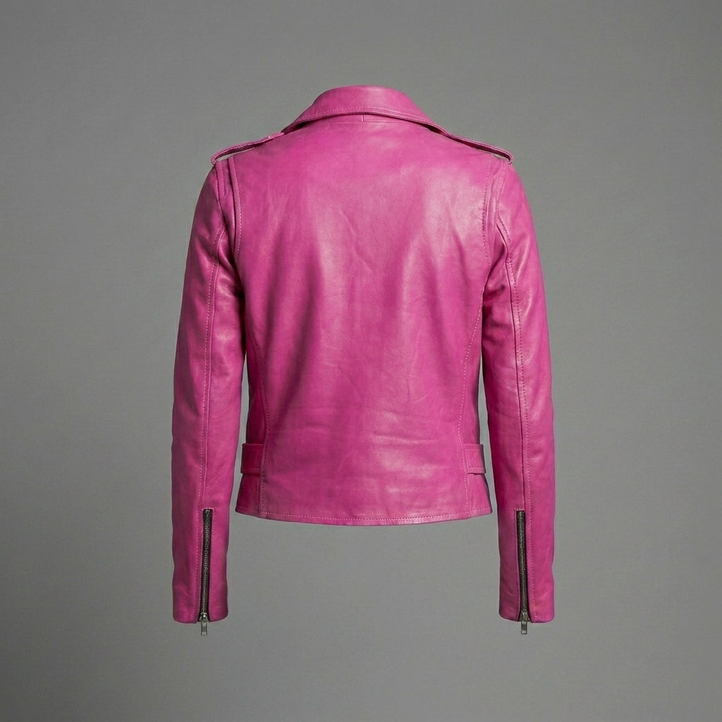 Women’s Chic Pink Leather Jacket