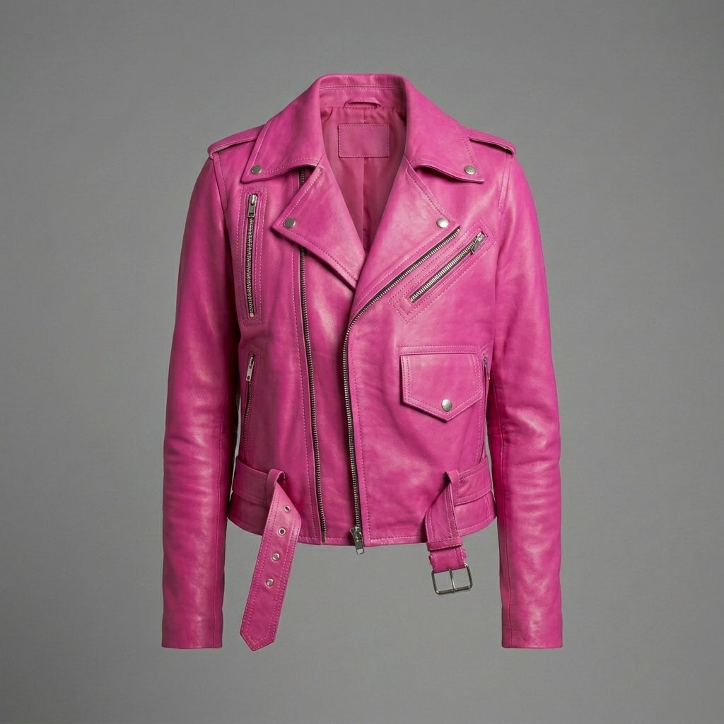 Women’s Chic Pink Leather Jacket