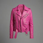 Women’s Chic Pink Leather Jacket