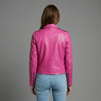 Women’s Chic Pink Leather Jacket