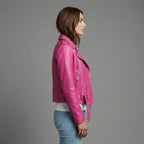 Women’s Chic Pink Leather Jacket