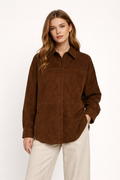 Women's Chocolate Brown Suede Leather Shirt
