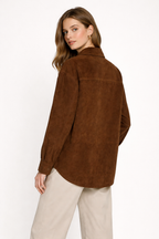 Women's Chocolate Brown Suede Leather Shirt
