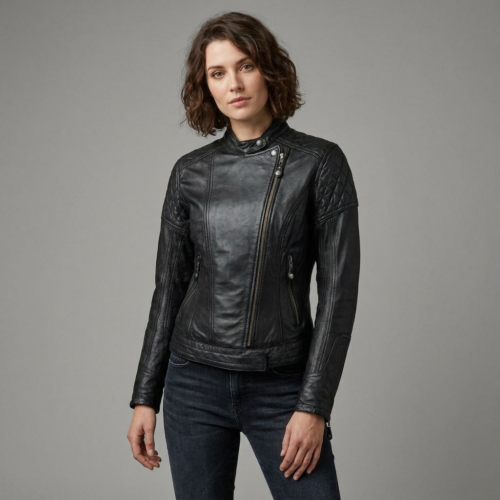 Women's Classic Black Leather Jacket