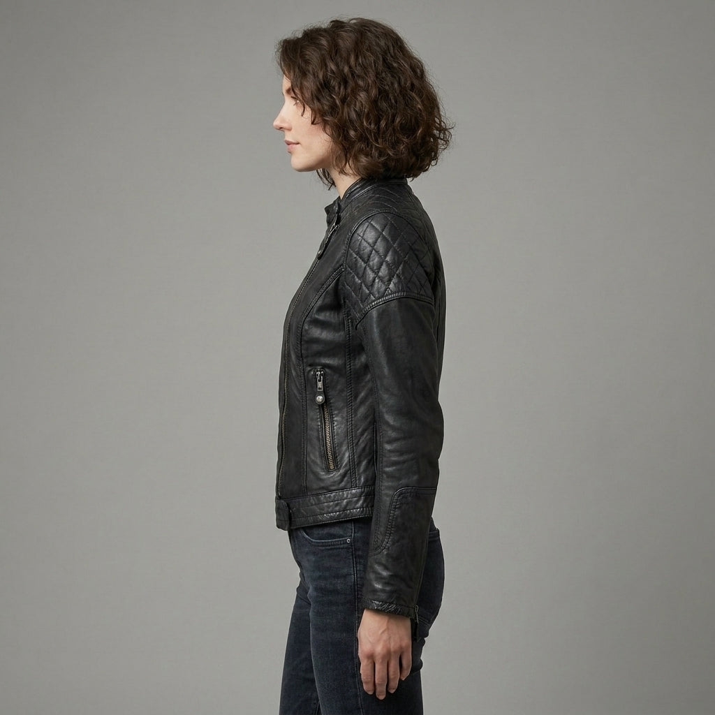 Women's Classic Black Leather Jacket