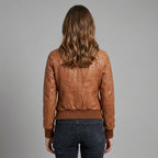 Women’s Classic Brown Leather Bomber Jacket