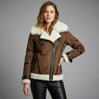 Women’s Classic Brown Shearling Aviator Jacket
