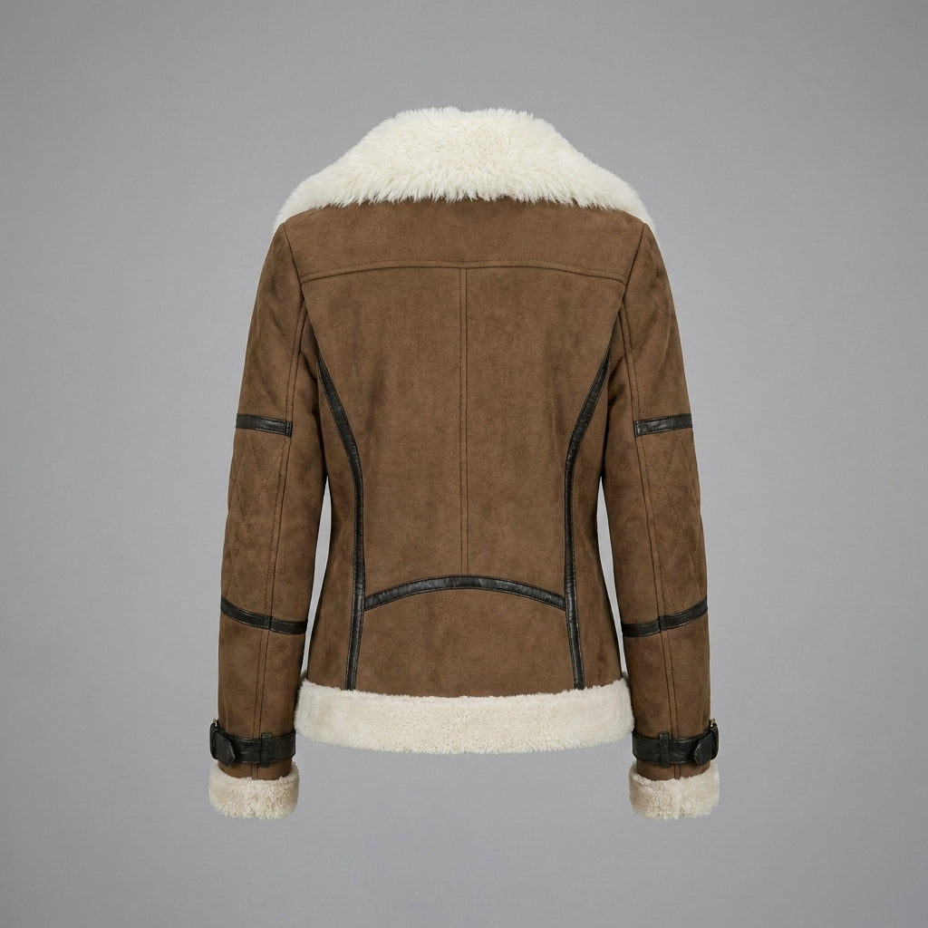 Women’s Classic Brown Shearling Aviator Jacket
