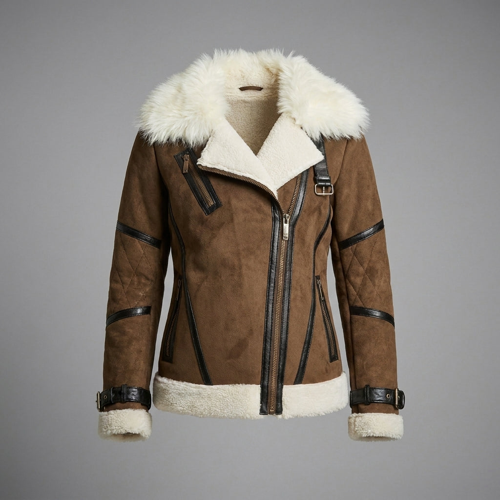 Women’s Classic Brown Shearling Aviator Jacket