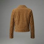 Women's Classic Brown Suede Trucker Leather Jacket