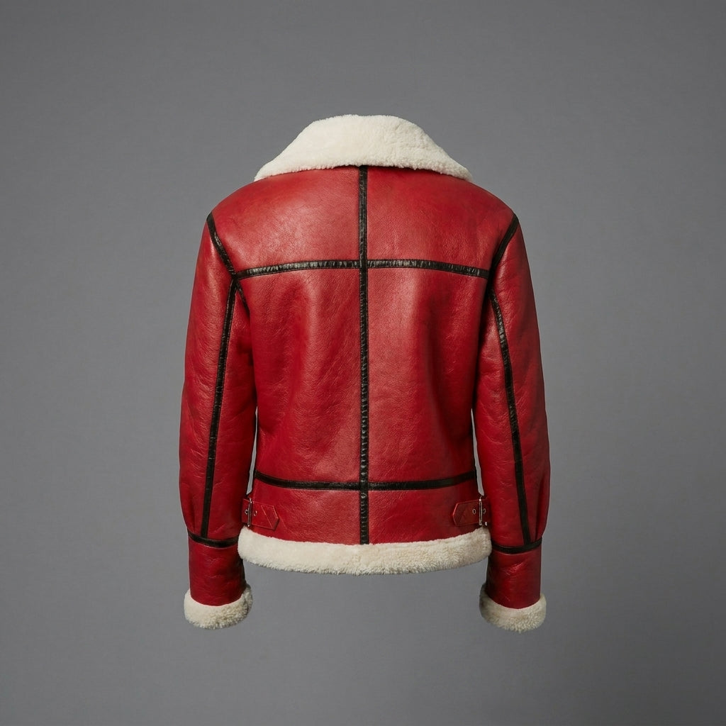 Women’s Crimson Shearling Leather Aviator Jacket
