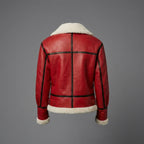 Women’s Crimson Shearling Leather Aviator Jacket