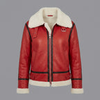 Women’s Crimson Shearling Leather Aviator Jacket