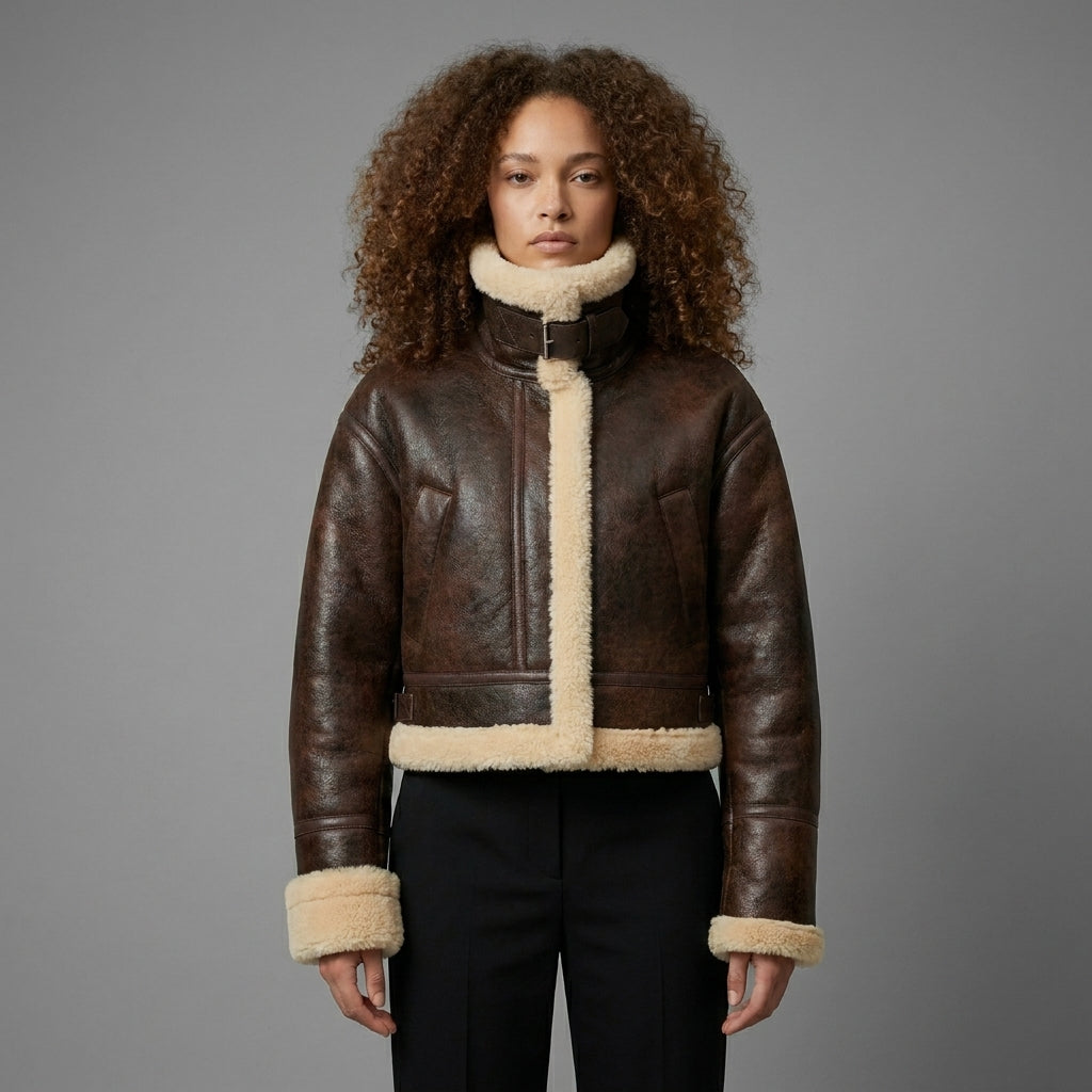 Women’s Dark Brown B3 Shearling Aviator Bomber Jacket