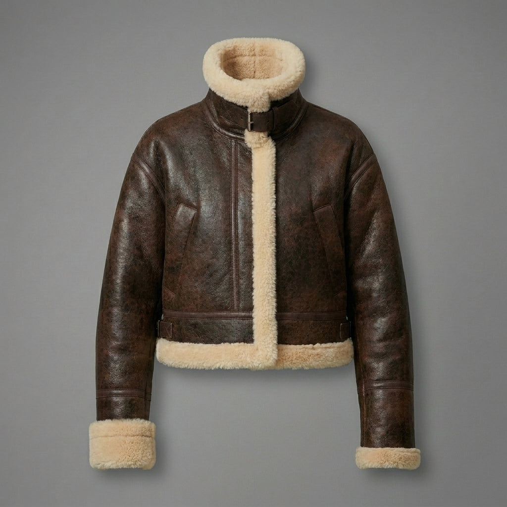 Women’s Dark Brown B3 Shearling Aviator Bomber Jacket