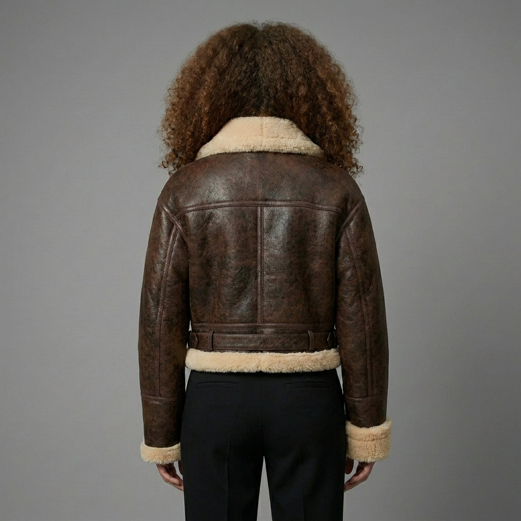 Women’s Dark Brown B3 Shearling Aviator Bomber Jacket