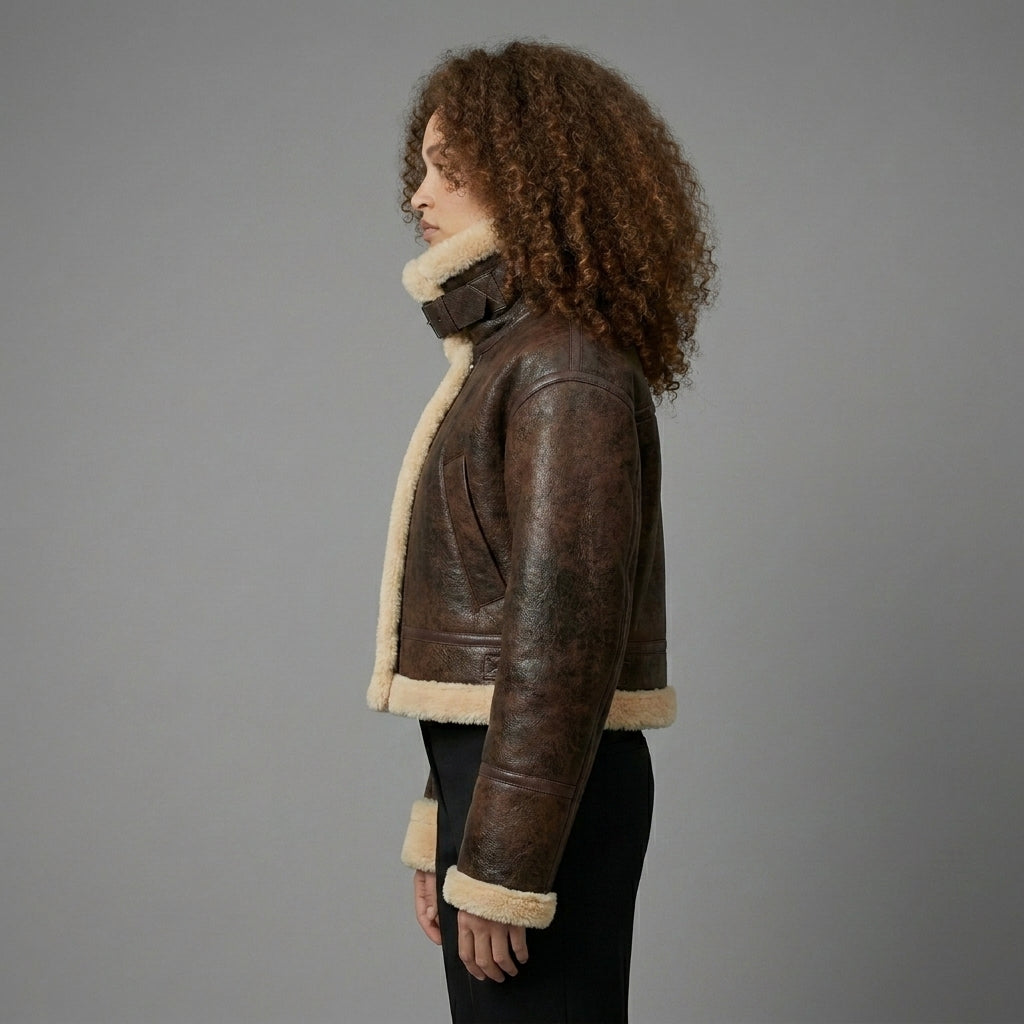 Women’s Dark Brown B3 Shearling Aviator Bomber Jacket