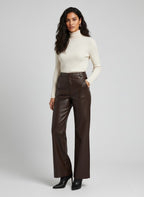 Women’s Dark Brown High-Waist Leather Pants