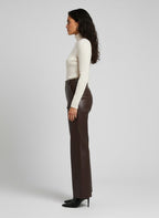 Women’s Dark Brown High-Waist Leather Pants