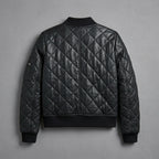 Women's Diamond Quilted Leather Bomber Jacket