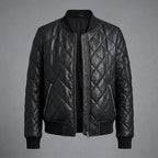 Women's Diamond Quilted Leather Bomber Jacket
