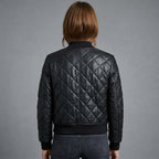 Women's Diamond Quilted Leather Bomber Jacket