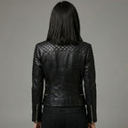 Women’s Double-Zip Leather Biker Jacket